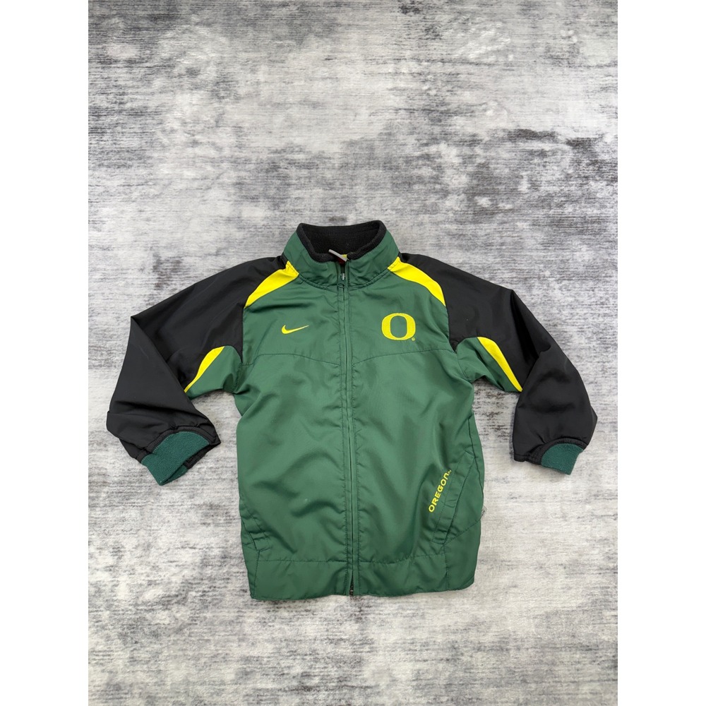 Nike Team Oregon Ducks Kids Green Black Full Zip Windbreaker Jacket Size 4